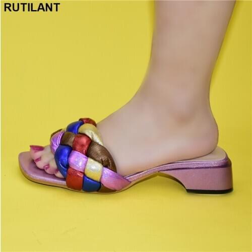 New Arrival Italian Lady Party Shoes Without Bag Set African Women Party Pumps Low Heels Women Shoes Colorful Heels for Women