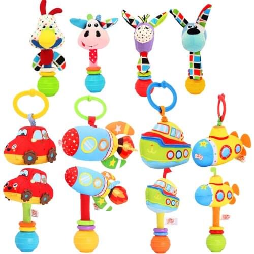 New Baby Plush Rattle Toys Multifunctional Mobiles Soft Cotton Infant Pram Stroller Car Bed Rattles Hanging Animal Plush Toys