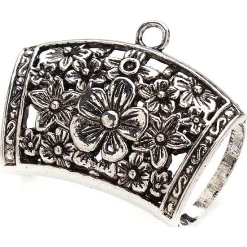 Wholesale 5 Pcs/lot 44*31mm Silver Color Hollow Out Loose Spacer Beads European Beads Fits DIY Bracelets Necklace Jewelry Making