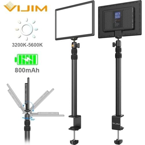 VIJIM K4 8000mAh Rechargeable Key Light Brightness Color Temperature Adjustable LED Video Light Extendable Desk Mount Stand