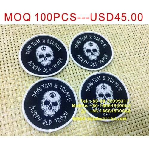 Custom brand iron on woven patch adhesive woven label 100pcs lot