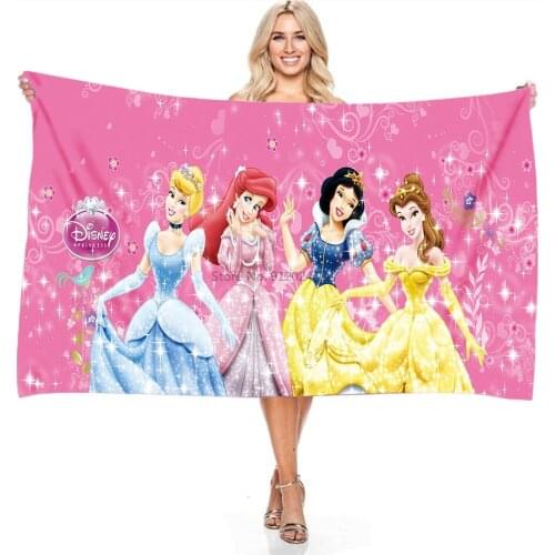 Pink Disney Princess Bath Towels Cinderella Aurora Snow White Cartoon Beach Towel Adult Childrens Gift Bathroom Shower Towels