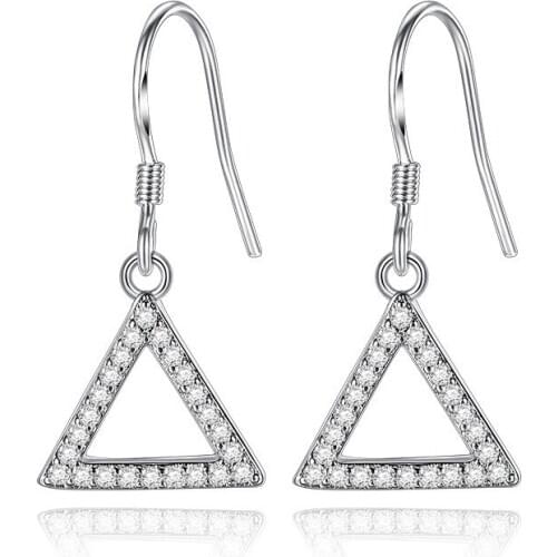 925 Sterling Silver Fashion Geometric Design Shiny Zircon Stud Earrings for Women Jewelry Birthday Gift Wholesale Drop Shipping
