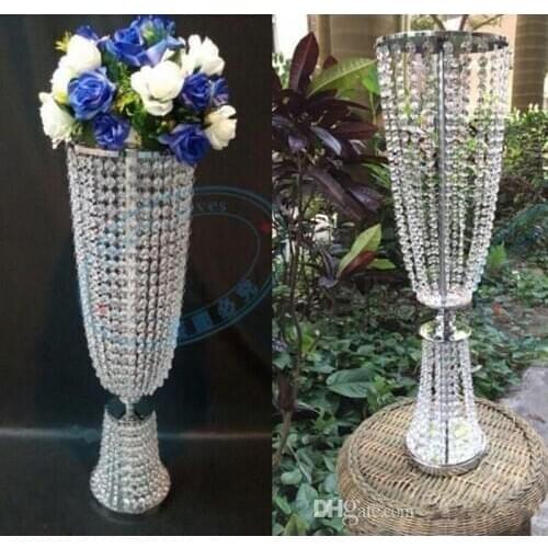 Bling silver Gold Metal Wedding Table Centerpiece Crystal Flower Stand Props 10pcs/lot