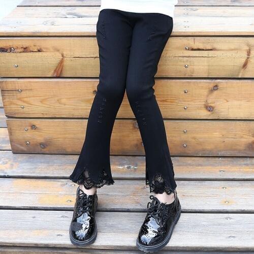 Girls pants bell - bottoms pants the new spring and in the solid color lace cotton trousers baby girl clothes