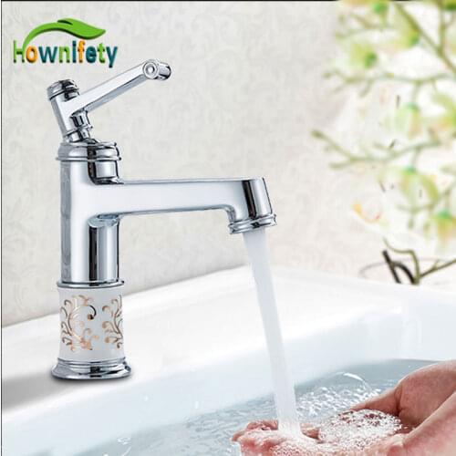 Modern Basin Sink Brass Faucet Hot Cold Mixer Tap Bathroom Crane Deck Mount Chrome Brushed Gold Color