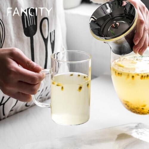 FANCITY Glass water cup transparent cold water cup with a Kung Fu tea cup home creative simple office cup