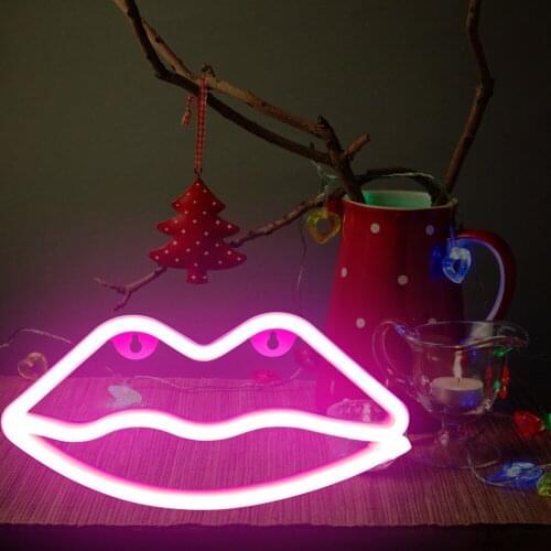 LED Night Light Neon Lips Shape Lights Household Festival Creative Hanging Ornaments Xmas Party Home Gift Wedding Decoration