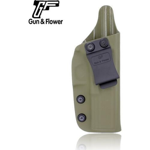 Gun&Flower Tactical IWB Kydex Holster Belt Inside Carry Pistol Case Pouch Amry Green Gun Holder with Belt Clip for Glock 17
