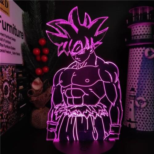 Ultra Instinct Goku Anime Figure Dragon Ball 3D LED Lamp Collection Toys Kawaii Figurine Juguetes Brinquedos DBZ Kakarotto Model