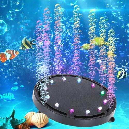 Waterproof LED Light Multi Color Fish Tank Lamp Underwater RGB Lamp Submersible Mini Aquarium Lights Bubble Disk Lights