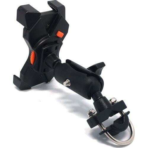 360 Rotating GPS Motorcycle Phone Holder Four-jaw Bracket Bicycle Phone Holder Adjustable Rearview Handlebar Support Moto Mount