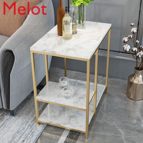 European-Style High-End Living Room Sofa Small Tea Table Decorative Decoration Modern Simple Home Balcony Marble Shelf