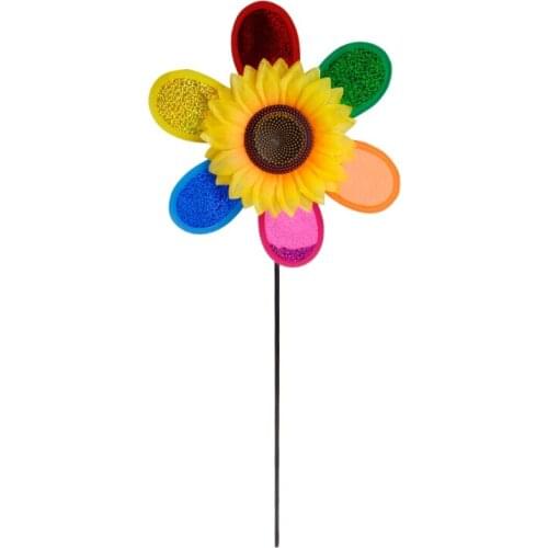 Colorful Sequins Sunflower Windmill Wind Spinner Home Garden Yard Decoration