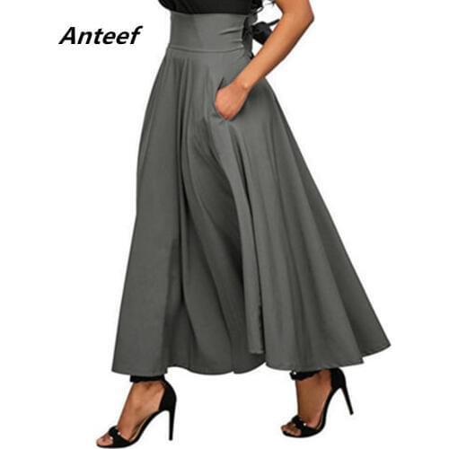 Black cotton 2021 vintage high waist plus size summer saias casual loose maxi long skirt women skirts female streetwear clothes