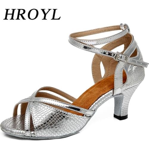 HROYL Latin dance shoes Women For Girls ladies Ballroom Dancing Shoes Tango Heeled Salsa wholesales 10/8.5/7.5/6CM Heel