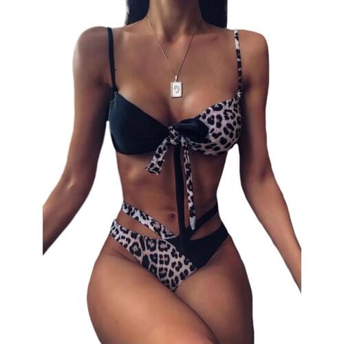 Womens Fashion Cross Straps Bikini Suits Sexy Backless Suspender Top and Tight High Waist Thong Split Swimsuit