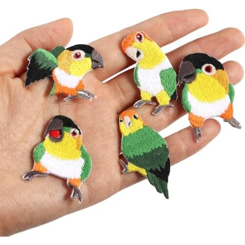 1 Piece Embroidered Cute Parrot Patches Clothes Bags DIY Applique Embroidery Iron On Patch for Clothes