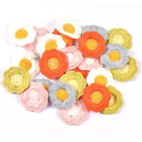 10Pcs/lot Lovely Flower Appliques for DIY Hat Clothes Sewing Supplies Headwear Decor Stick-on Patches 40mm cp3039