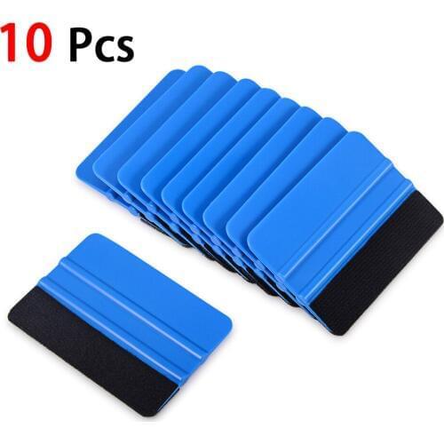 10Pcs Auto Styling Vinyl Carbon Fiber Window Ice Remover Cleaning Wash Car Scraper With Felt Squeegee Tool Film Wrapping