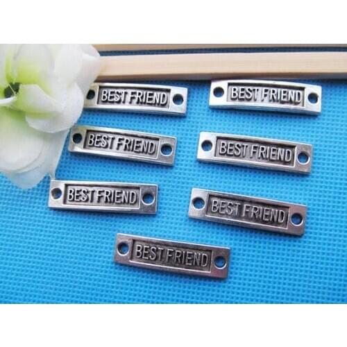 100pcs Antique Silver tone/Antique Bronze Sideway BEST FRIEND Side way Connector Pendant Charm,Bracelet Charm,Necklace Pendant