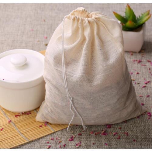 1000pcs NEW Cotton Muslin Drawstring Strainer Tea Spice Fruit Juice Food Separate Filter Bag For Drinking Tea Tools SN1111