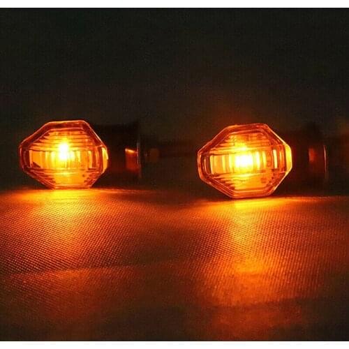 2x Universal Motorcycle 1LED Amber Turn Bike Signal Indicators Blinker Lights