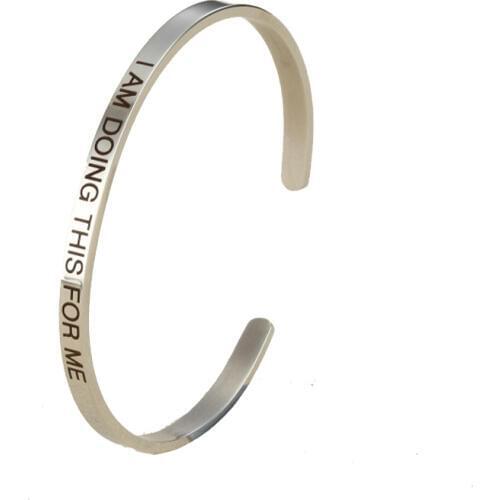 20PCS Newest Bracelet I AM DOING THIS FOR ME Stainless Steel Open Cuff Bangle Fashion Women Inspirational Bracelet Jewelry