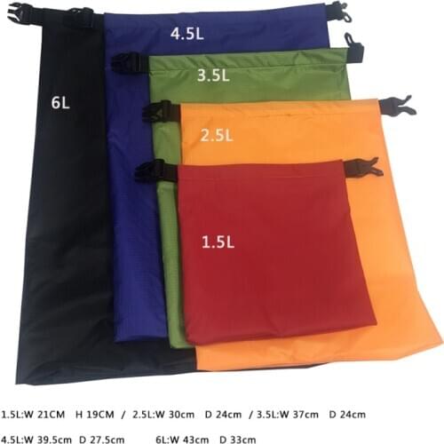 5 pcs Waterproof Dry Bag Outdoor Swimming Snorkeling Beach Buckled Storage Sack Travel Drifting Bags 1.5/ 2.5/3.5/4.5L/6L
