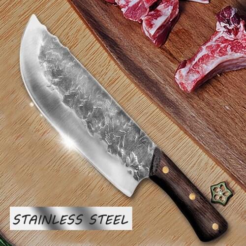 7.6 Inch 5CR15 Stainless Steel Hand Forged Kitchen Knife Butcher Meat Cleaver Chinese Chef Knife