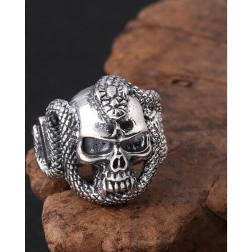 925 Sterling Silver Jewelry Men Women Punk Skull Cobra Opening knuckle Ring Christmas gifts