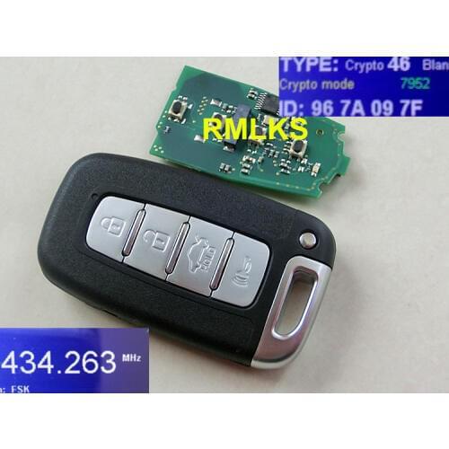 RMLKS Car Smart Remote Key For I30 I45 Ix35 Genesis Equus Veloster Tucson Sonata Elantra Vehicle Alarm 433MHz ID46 PCF7952 Chip