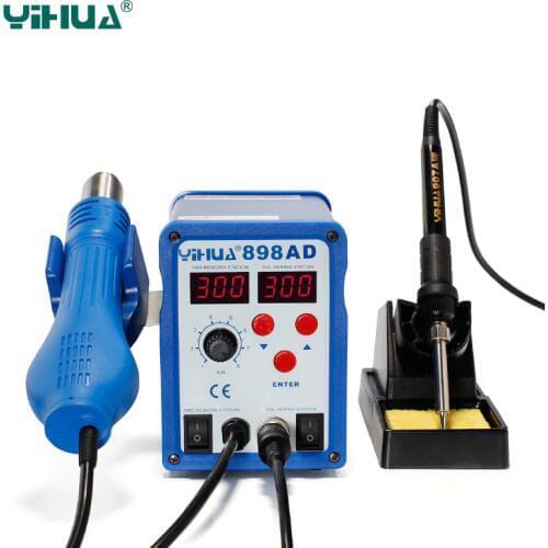 Free Shipping YIHUA 898AD SMD Hot Air Heat Gun Soldering Station With Soldering Iron 2 In 1 Rework Station For Soldering