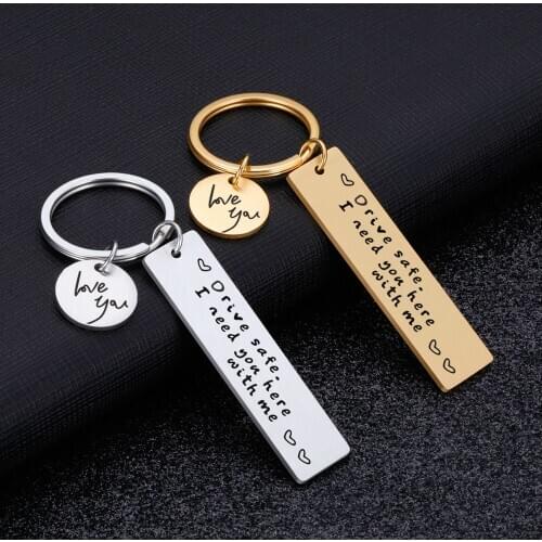 Drive Safe Couples Keychain I Love You Keyring Birthday Gifts for Boyfriend Husband Men Women Dad Mother New Driver