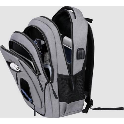 Large Usb Backpack Men Laptop 15.6 Oxford Gray High School Bags for Boys Teen Student Back Pack Multifunctional College Bagpack