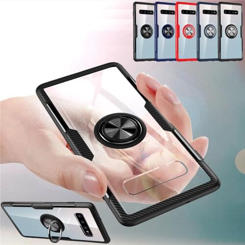 Magnetic Ring Case sFor Samsung Galaxy S9 S10 Plus S10E Note 9 10 Plus 5G Case Luxury Transparent PC Soft Silicone Cover Capa