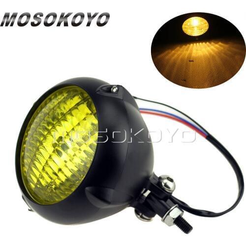 Black Aluminum Bates 4.5" Headlight E-Mark E4 Head Front Lamp for Harley Cafe Racer Triumph Scrambler Chopper