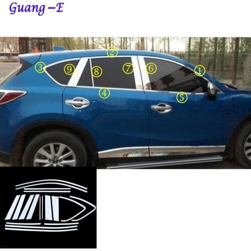 For Mazda CX-5 CX5 2013 2014 2015 2016 Body Sticks Stainless Steel Car Window Garnish Pillar Windows Middle Strip Trim Frame
