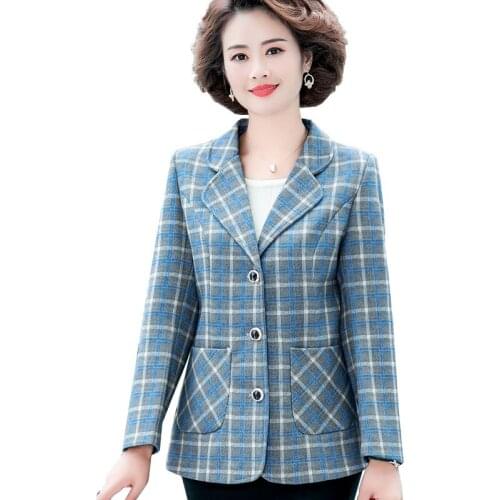 Middle-Aged Mothers Spring Autumn Small Suit Women New Tops Slim Short Blazer Ladies lattice Jacket Plus Size Women Jacket