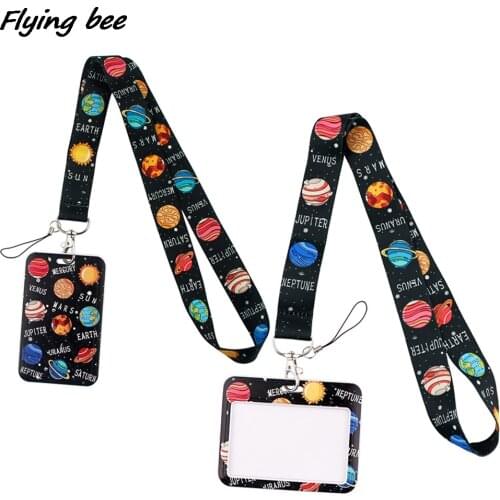 Flyingbee X2000 Creative Planets Lanyard Card Holder Student Child Hanging Neck Phone Lanyard Badge Subway Access Card Holder