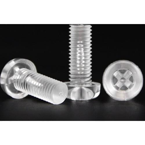 M3 Transparent Acrylic Screws Phillips Cross Recessed Plastic Pan Round Head Machine Bolt