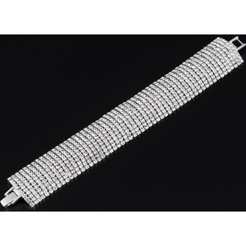 Fashion Women Rhinestone 11 row Bracelet Fashion Adjustable Bangles Jewelry Nice Bracelet Gift Party Jewelry B267