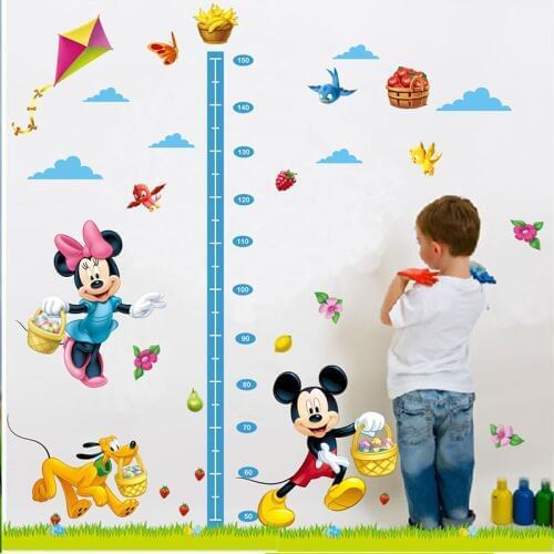 Cartoon mickey mouse minnie dog birds diy kids baby nursery bedroom wall sticker height measure growth chat home decor decal