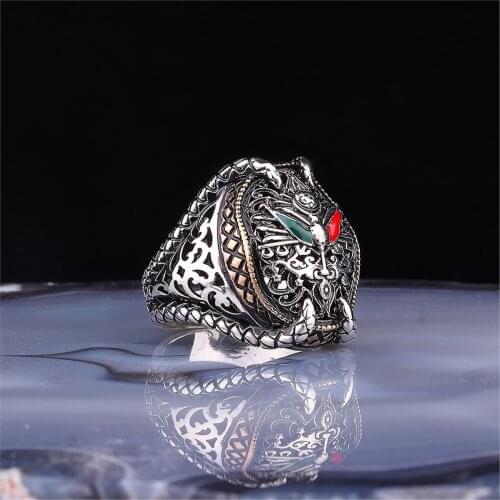 Clawed Arms Of Ottoman Motif 925 Sterling 925 K Silver Men 'S Ring
