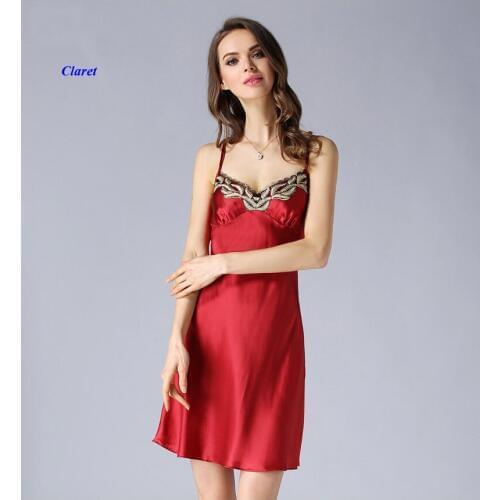 New arrival pure silk V-neckline elegant lace sexy nightgown,100% silk sleeveless adjustable strap backless sleeping dress