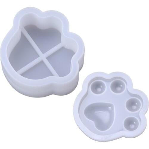 2021 New 1 Set Dog Paw Storage Box Mould Resin Epoxy Silicone Mold Jewelry Casting