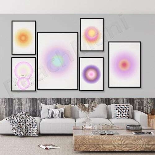Gradient halo poster, energy print soft minimalist decoration, retro aesthetic wall Y2K printing, ethereal room decoration, medi