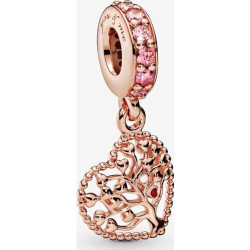 Authentic 100% 925 Sterling Silver Beads Tree of Love Dangle Charms Pendant fit Original Pandora Bracelets Women DIY Jewelry