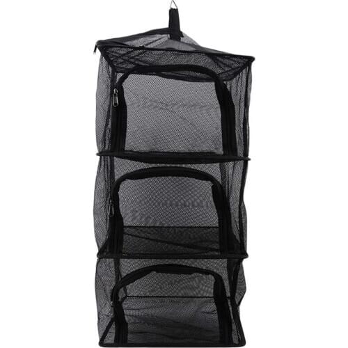 Camping Dry Net, 4 Layer Folding Hanging Mesh Dish Dryer Rack Shelf Food Storage Net Basket For BBQ Tableware, Vegetables, Fis