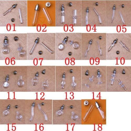 Transparent glass vial pendant Glass urn rice vial with white rubber plug DIY charm pendant fairy Bottle(white k mental cap)